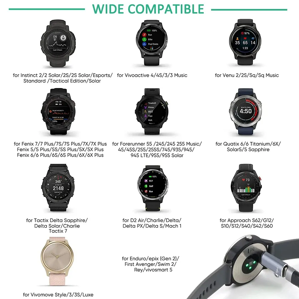Adaptateur chargeur Type C/Micro USB/iOS pour Garmin Fenix