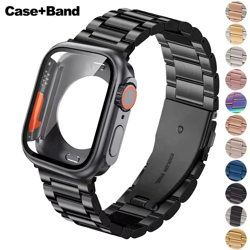Boîtier et bracelet métal pour Apple Watch 40 à 46 mm