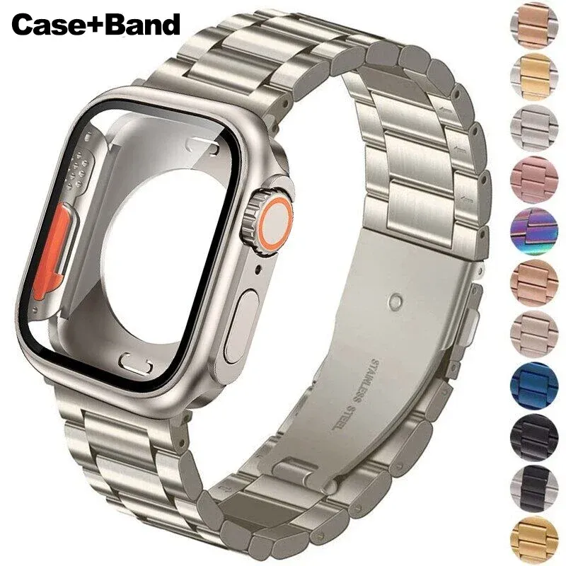 Boîtier et bracelet métal pour Apple Watch 40 à 46 mm