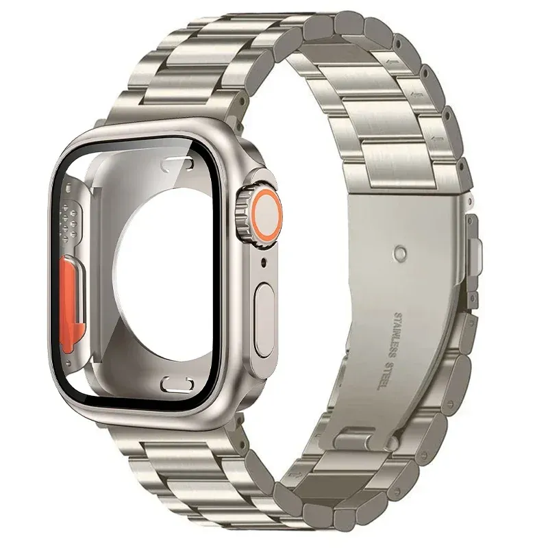 Boîtier et bracelet métal pour Apple Watch 40 à 46 mm