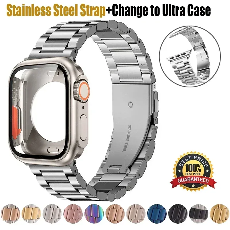 Boîtier et bracelet métal pour Apple Watch 40 à 46 mm