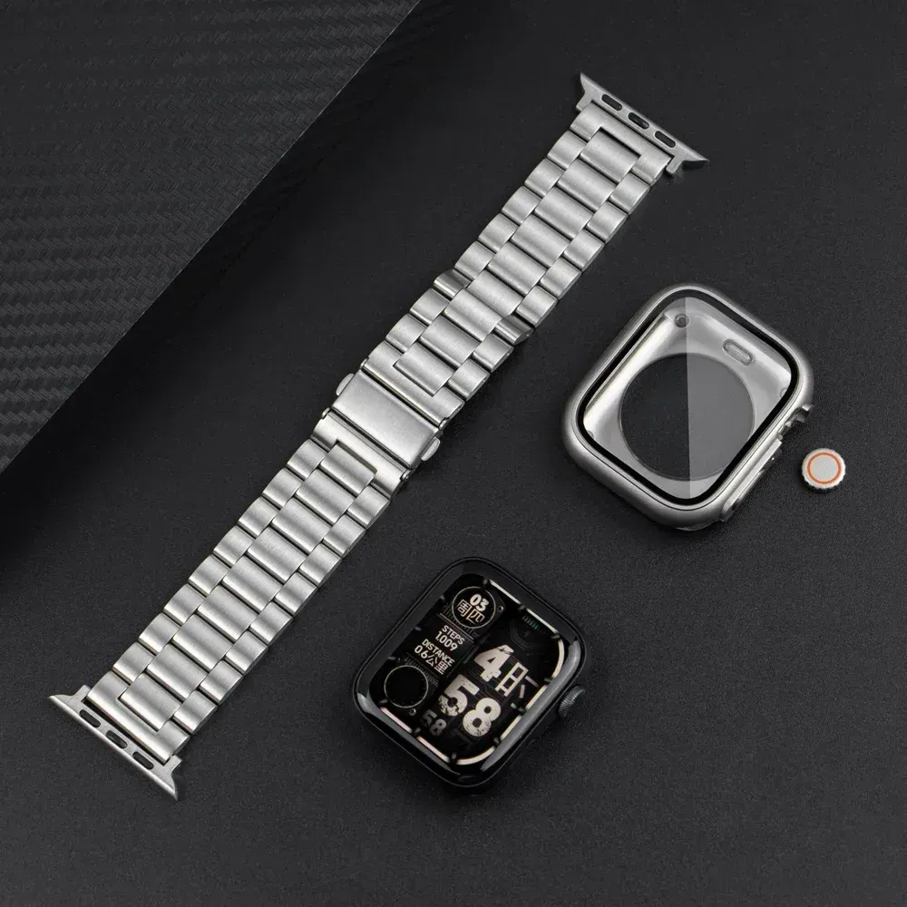 Boîtier et bracelet métal pour Apple Watch 40 à 46 mm
