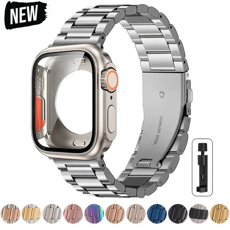 Boîtier et bracelet métal pour Apple Watch 40 à 46 mm