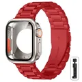 Boîtier et bracelet métal pour Apple Watch 40 à 46 mm – Couleur du bracelet Red Ti