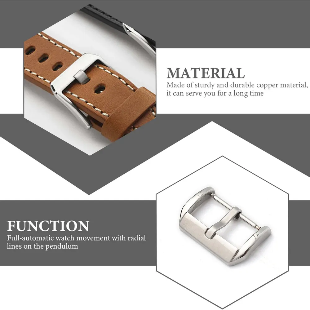 Boucle de montre acier inoxydable 10 à 24 mm carrée