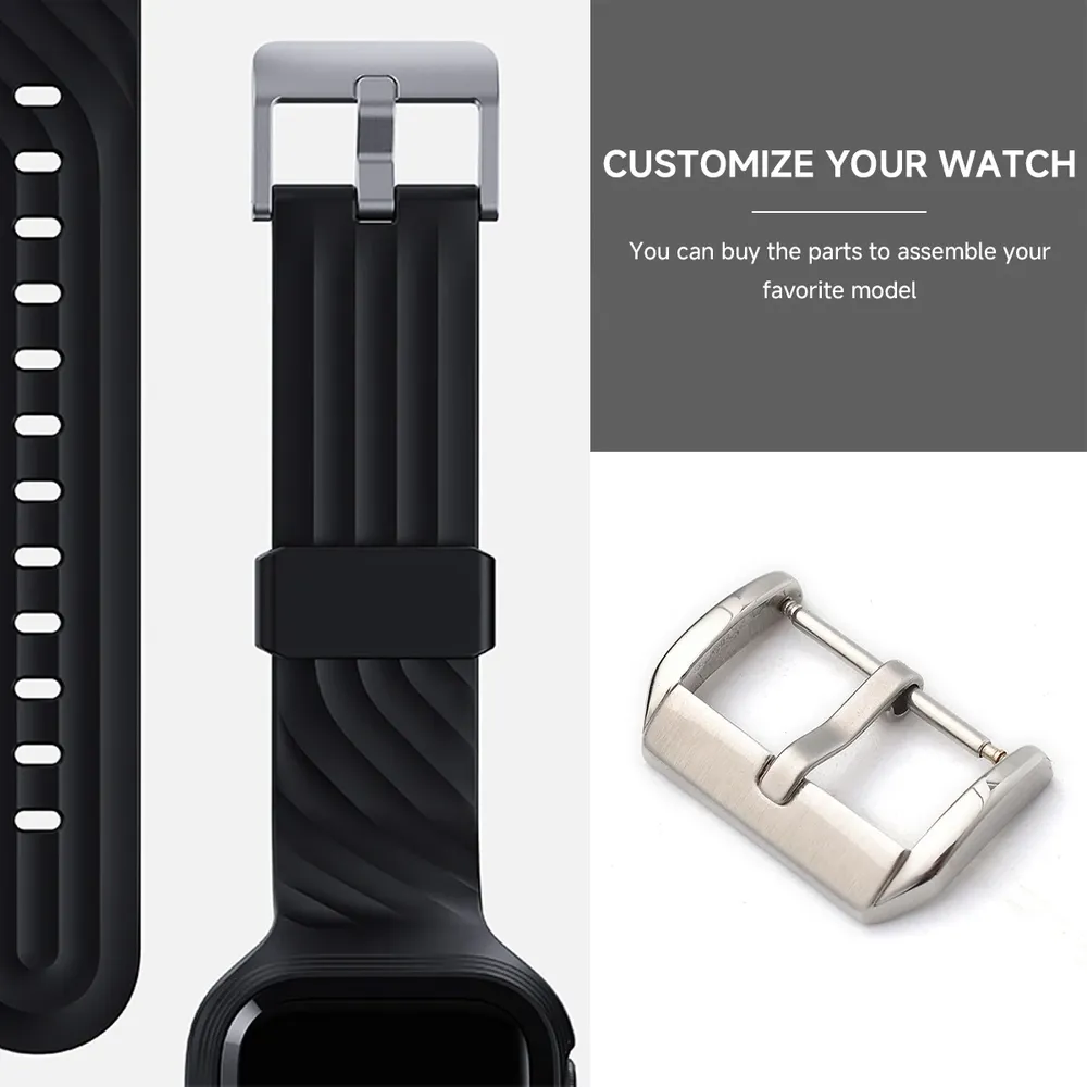 Boucle de montre acier inoxydable 10 à 24 mm carrée