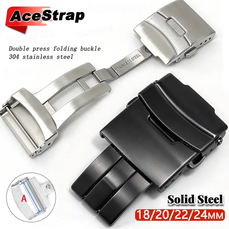 Boucle de montre acier inoxydable 18 à 24 mm pliante
