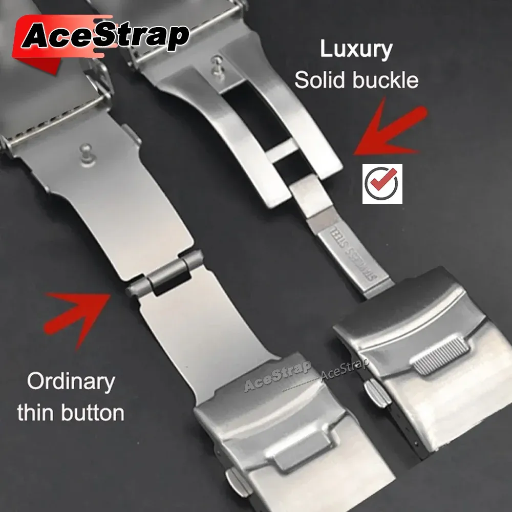 Boucle de montre acier inoxydable 18 à 24 mm pliante