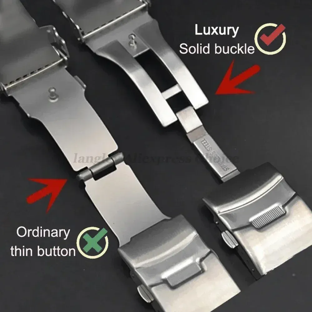 Boucle de montre acier inoxydable 18 à 24 mm pour Seiko
