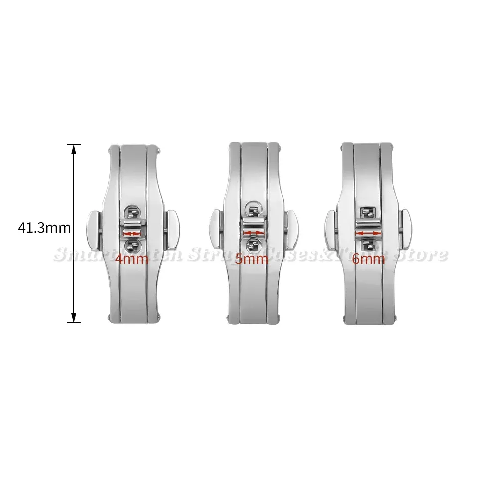 Boucle de montre papillon acier 4 à 6 mm double poussoir