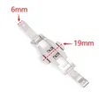Boucle de montre papillon acier 4 à 6 mm double poussoir – Couleur Silver 6x19mm