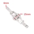 Boucle de montre papillon acier 4 à 6 mm double poussoir – Couleur Silver 6x25mm