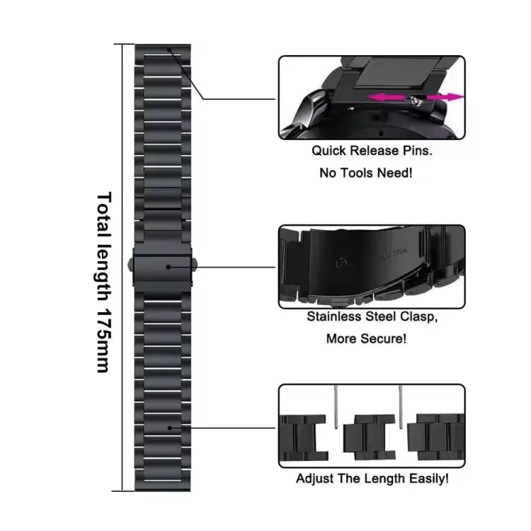 Bracelet acier 18 à 22 mm pour Samsung Galaxy Watch 7