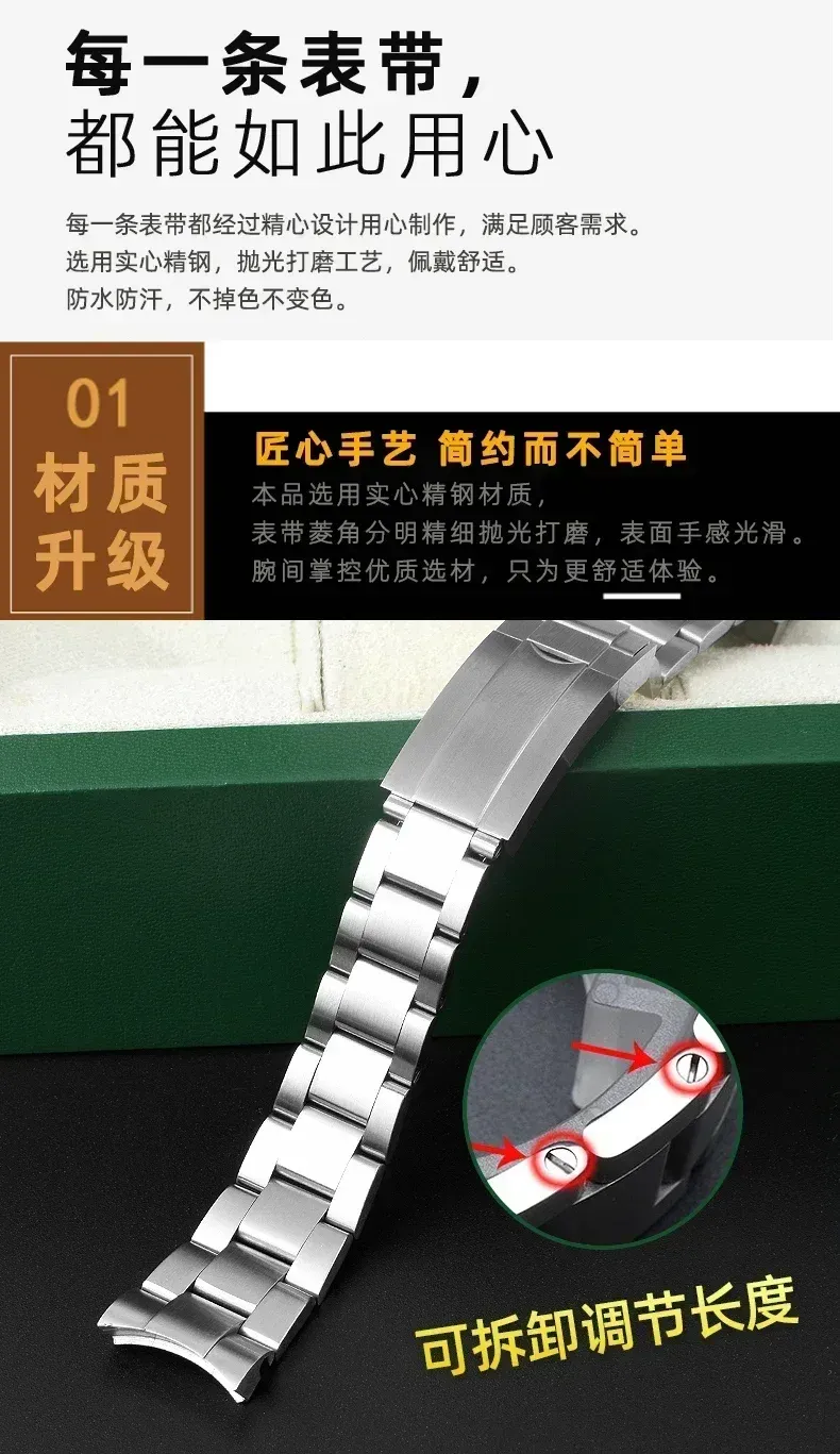 Bracelet acier 20 à 21 mm pour Rolex Submariner