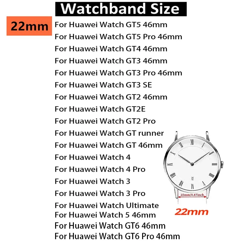 Bracelet acier 22 mm pour Huawei Watch GT6 5 4 3