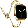 Bracelet acier diamant pour Apple Watch 38 à 49 mm femmes – Couleur bleu ciel (or)