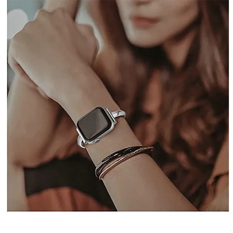 Bracelet acier diamant pour Apple Watch 38 à 49 mm femmes