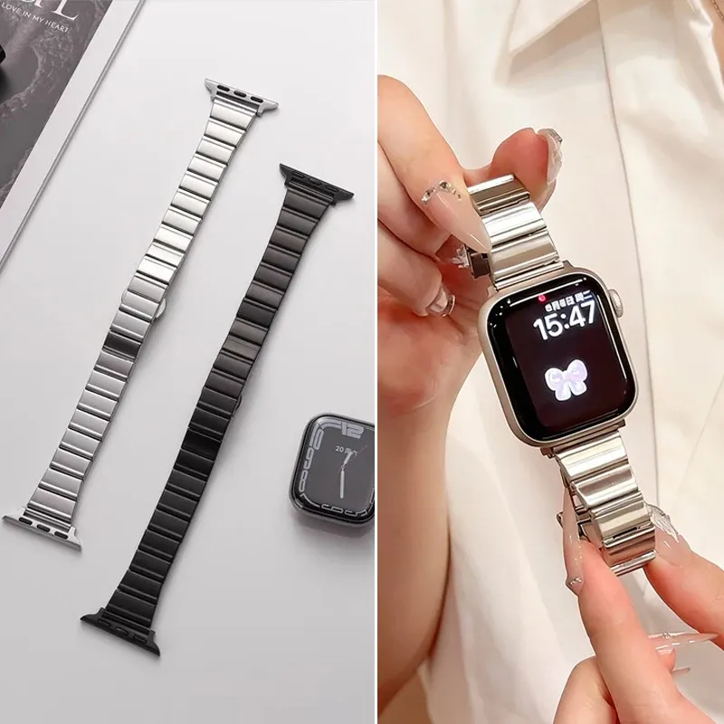 Bracelet acier fin pour Apple Watch 38 à 49 mm femmes