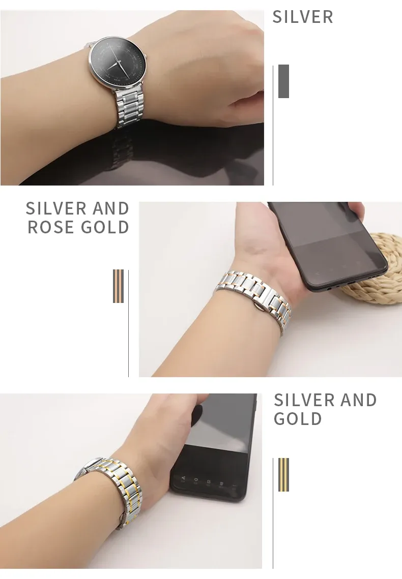 Bracelet acier inoxydable 12 à 22 mm pour Longines Huawei