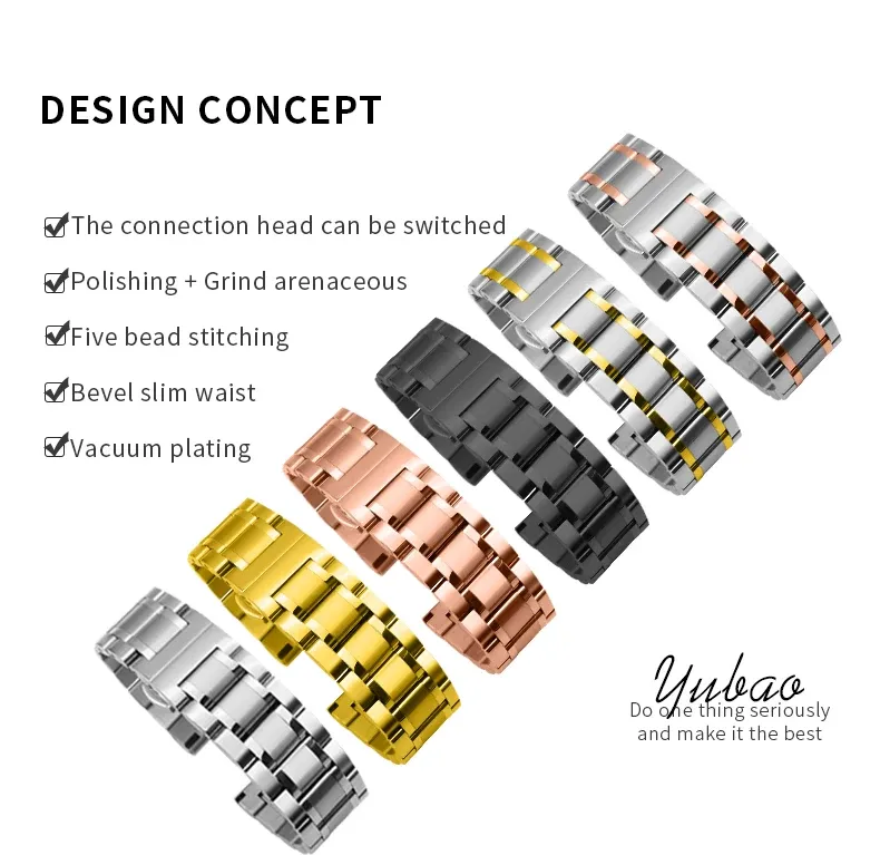 Bracelet acier inoxydable 12 à 22 mm pour Longines Huawei