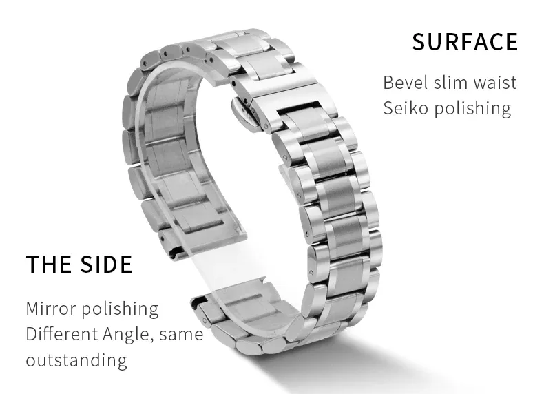 Bracelet acier inoxydable 12 à 22 mm pour Longines Huawei