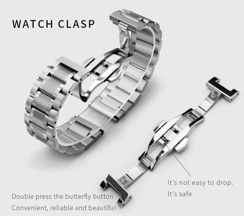Bracelet acier inoxydable 12 à 22 mm pour Longines Huawei