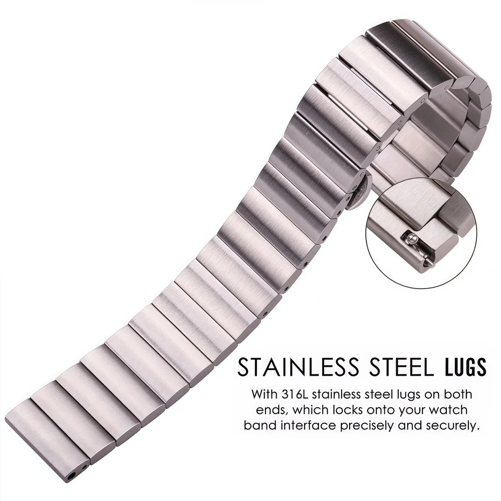 Bracelet acier inoxydable 16 à 22 mm à dégagement rapide