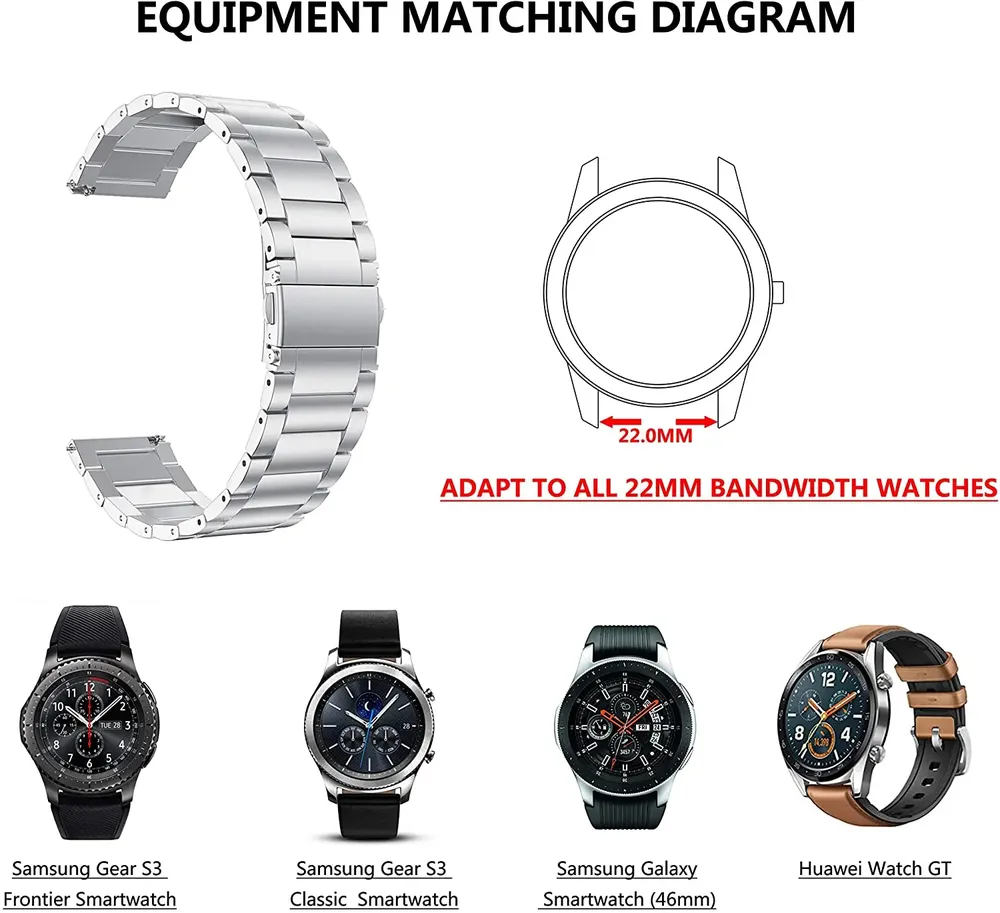 Bracelet acier inoxydable 18 à 22 mm