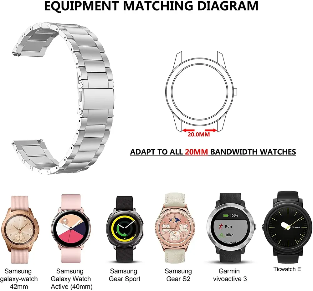 Bracelet acier inoxydable 18 à 22 mm