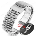 Bracelet acier inoxydable 18 à 24 mm pour Samsung – Couleur du bracelet Silver-Solid Buckle