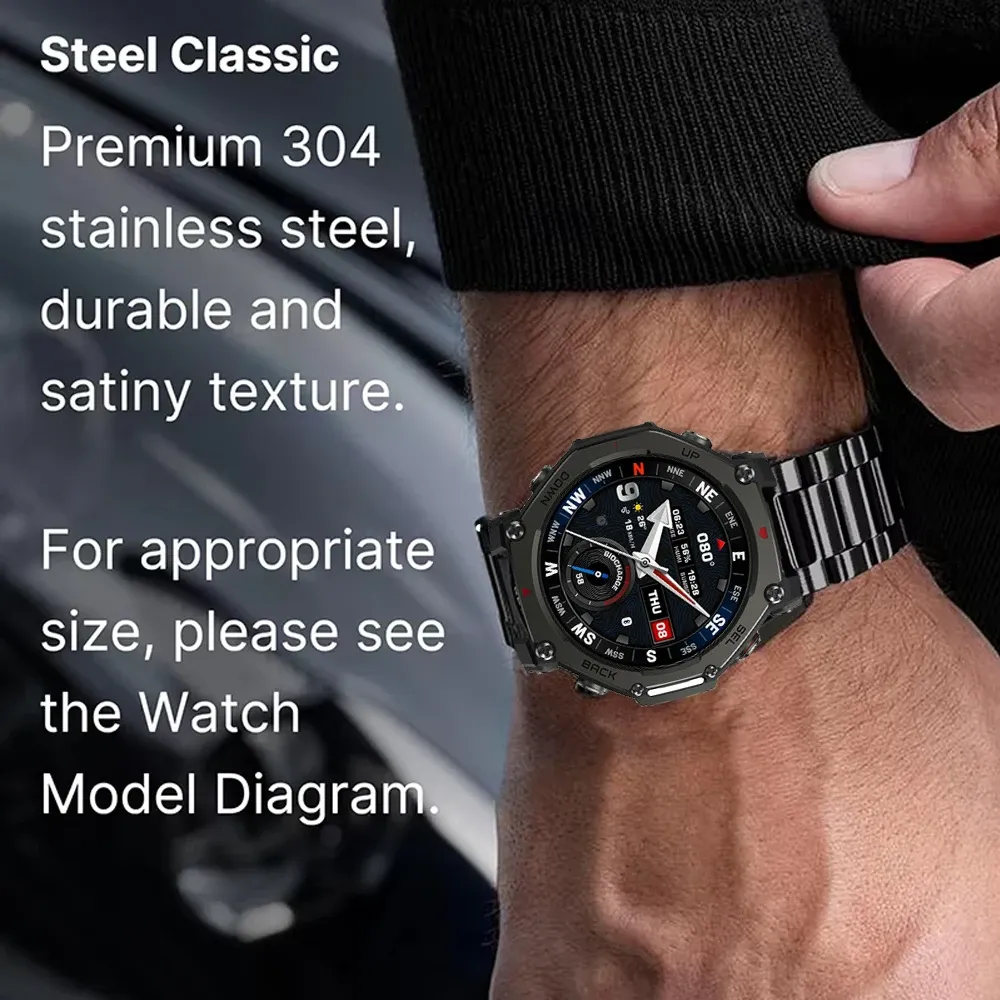 Bracelet acier inoxydable 22 mm pour Amazfit Huawei