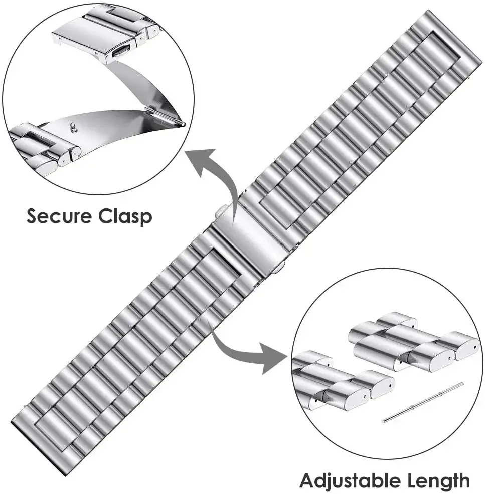 Bracelet acier inoxydable 22 mm pour Amazfit Huawei