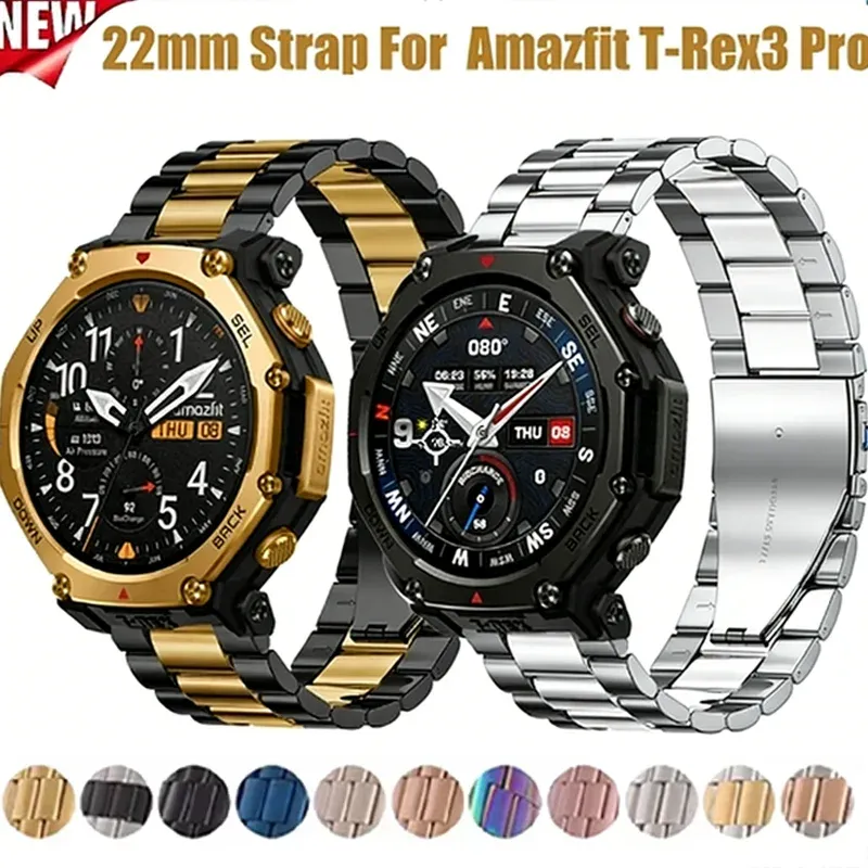 Bracelet acier inoxydable 22 mm pour Amazfit Huawei