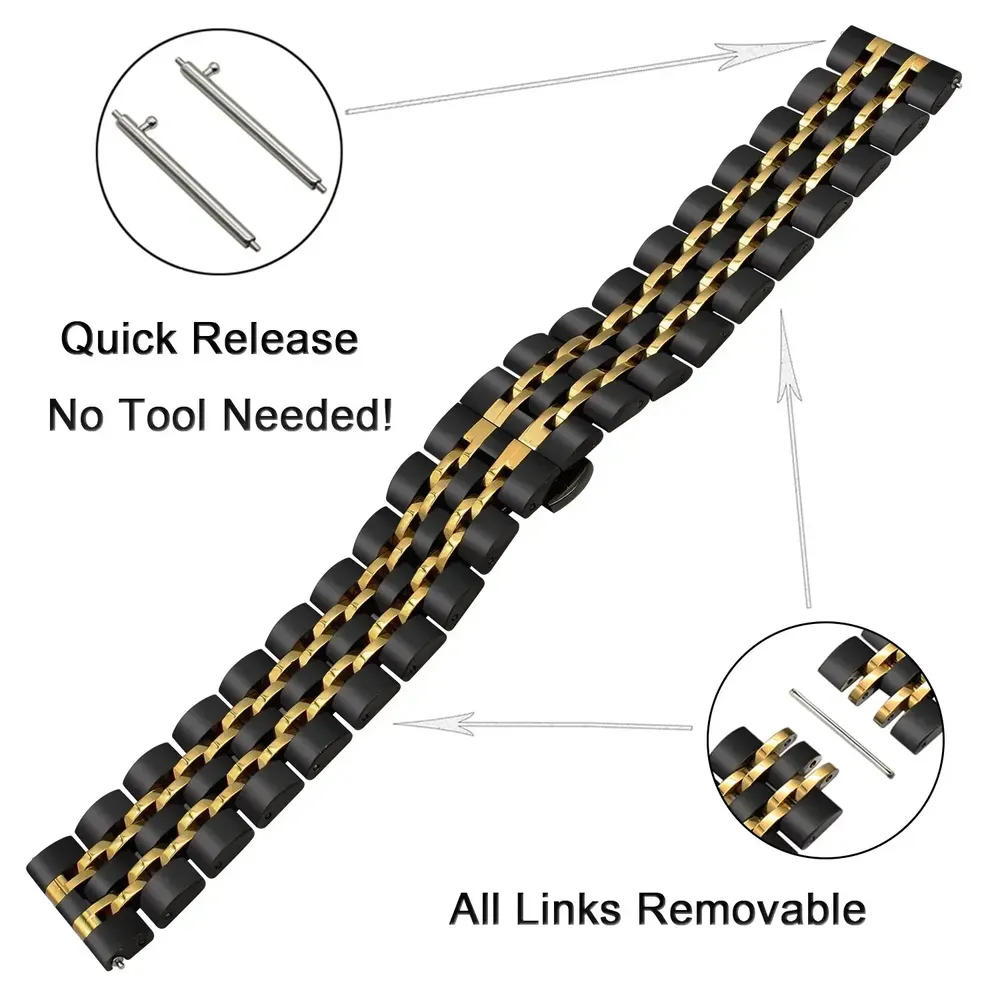Bracelet acier inoxydable 22 mm pour Huawei Samsung