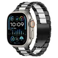 Bracelet acier inoxydable 38 à 49 mm pour Apple Watch – Couleur du bracelet Black silver