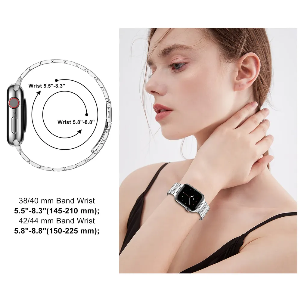 Bracelet acier inoxydable 38 à 49 mm pour Apple Watch