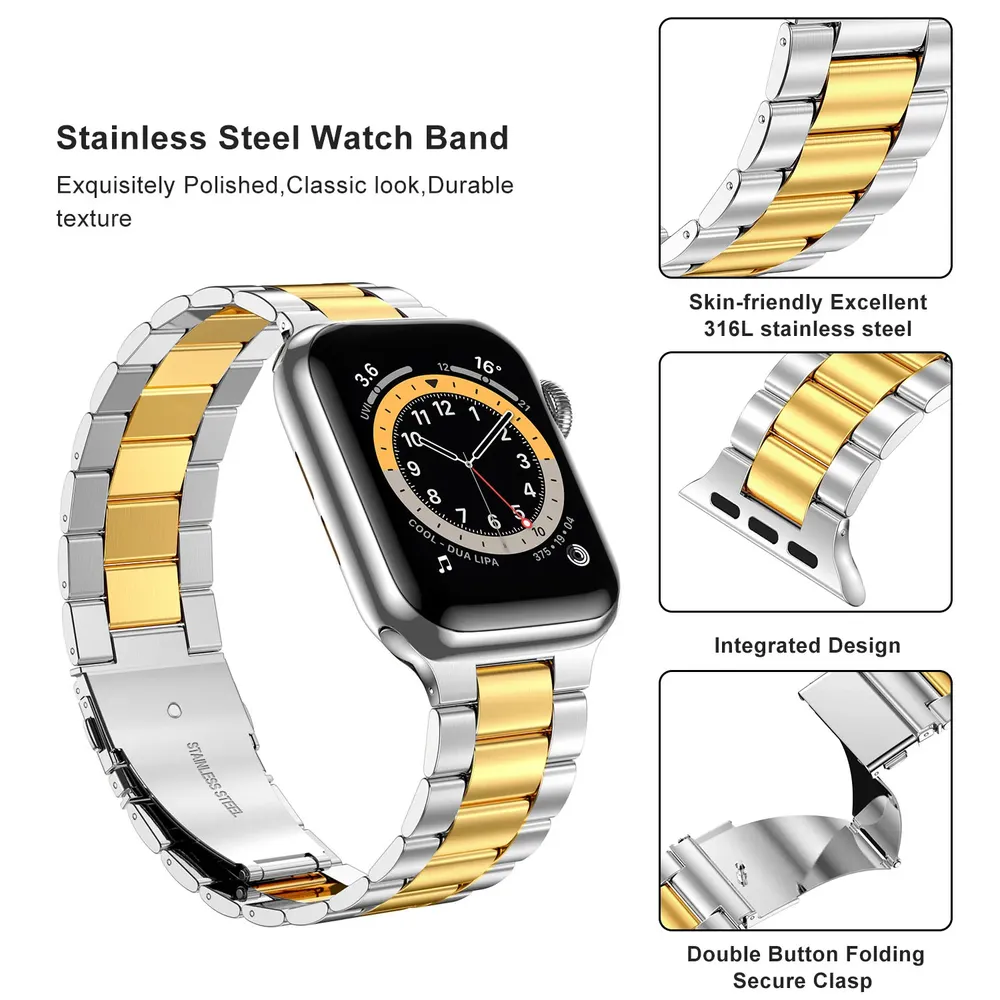 Bracelet acier inoxydable 38 à 49 mm pour Apple Watch