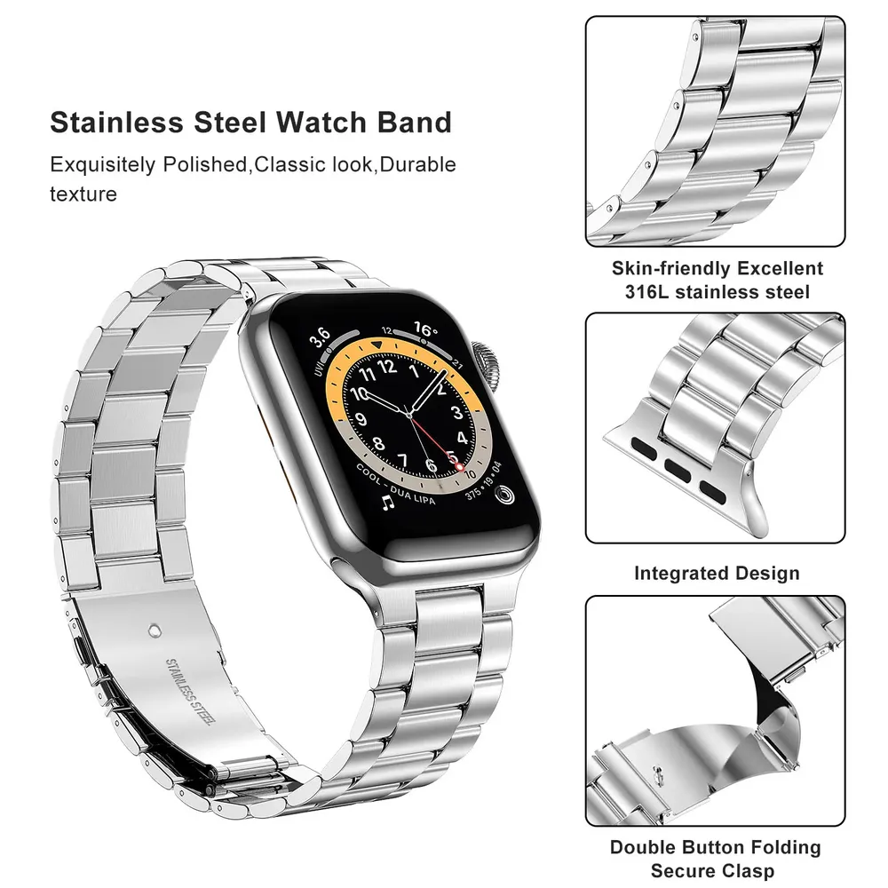 Bracelet acier inoxydable 38 à 49 mm pour Apple Watch