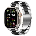 Bracelet acier inoxydable 38 à 49 mm pour Apple Watch – Couleur du bracelet Silver black
