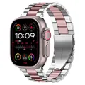 Bracelet acier inoxydable 38 à 49 mm pour Apple Watch – Couleur du bracelet Silver rose pink