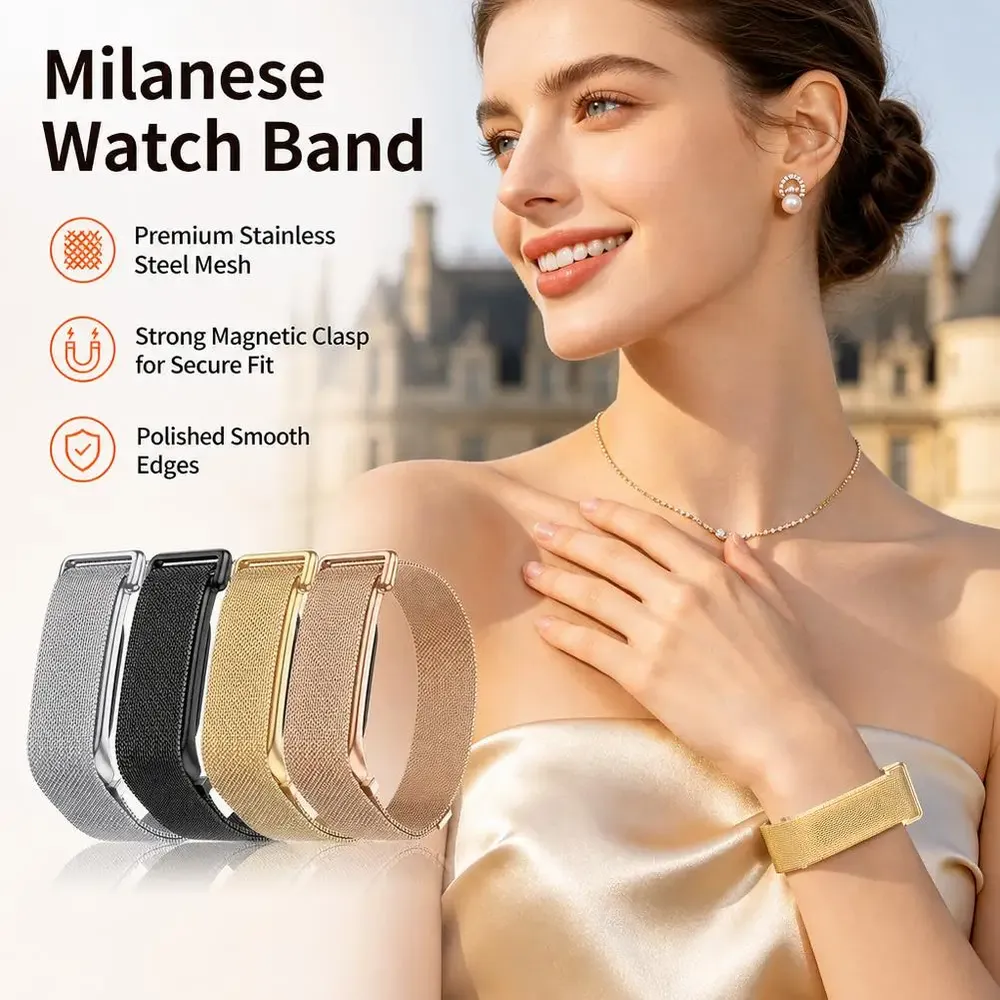 Bracelet acier inoxydable maille milanaise pour Google Fitbit