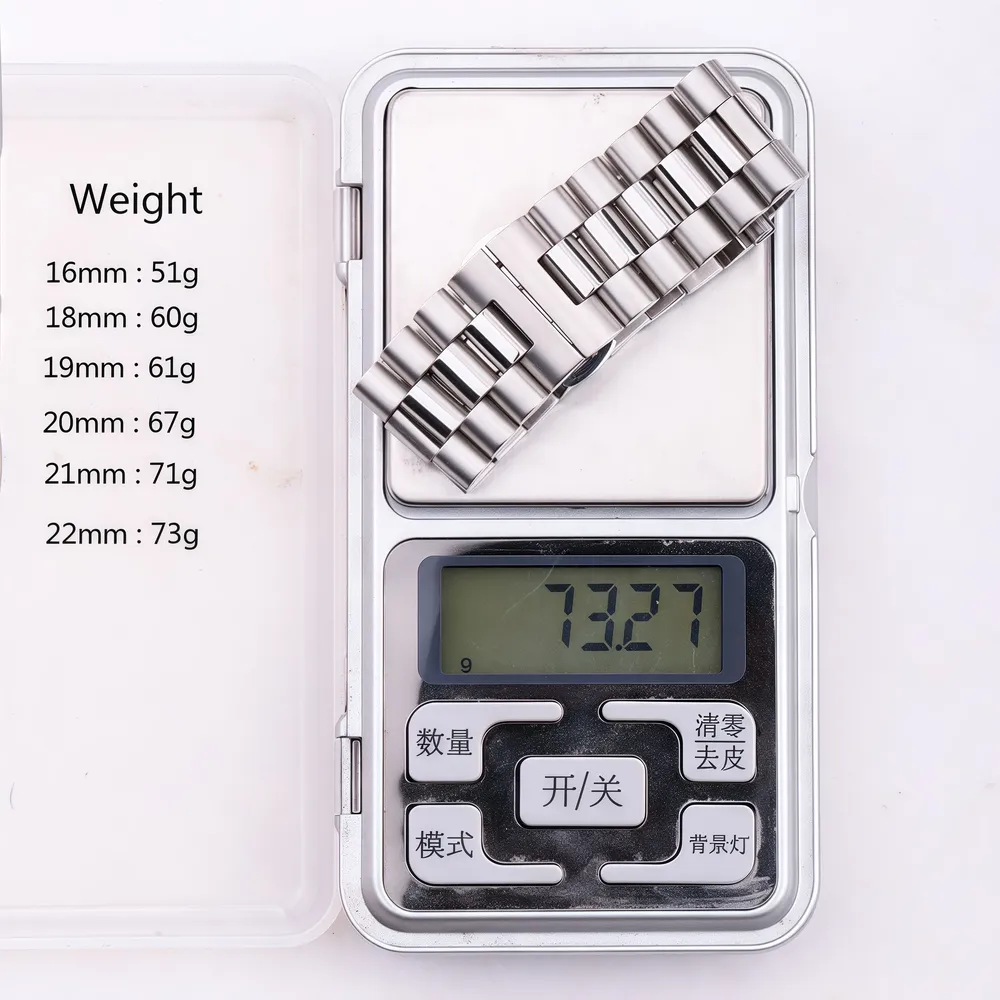 Bracelet acier inoxydable massif 16 à 22 mm