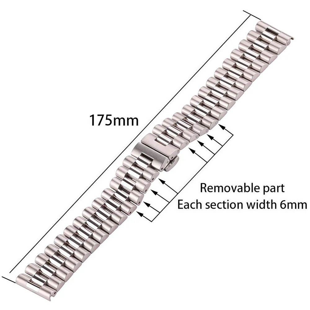 Bracelet acier inoxydable massif 16 à 22 mm