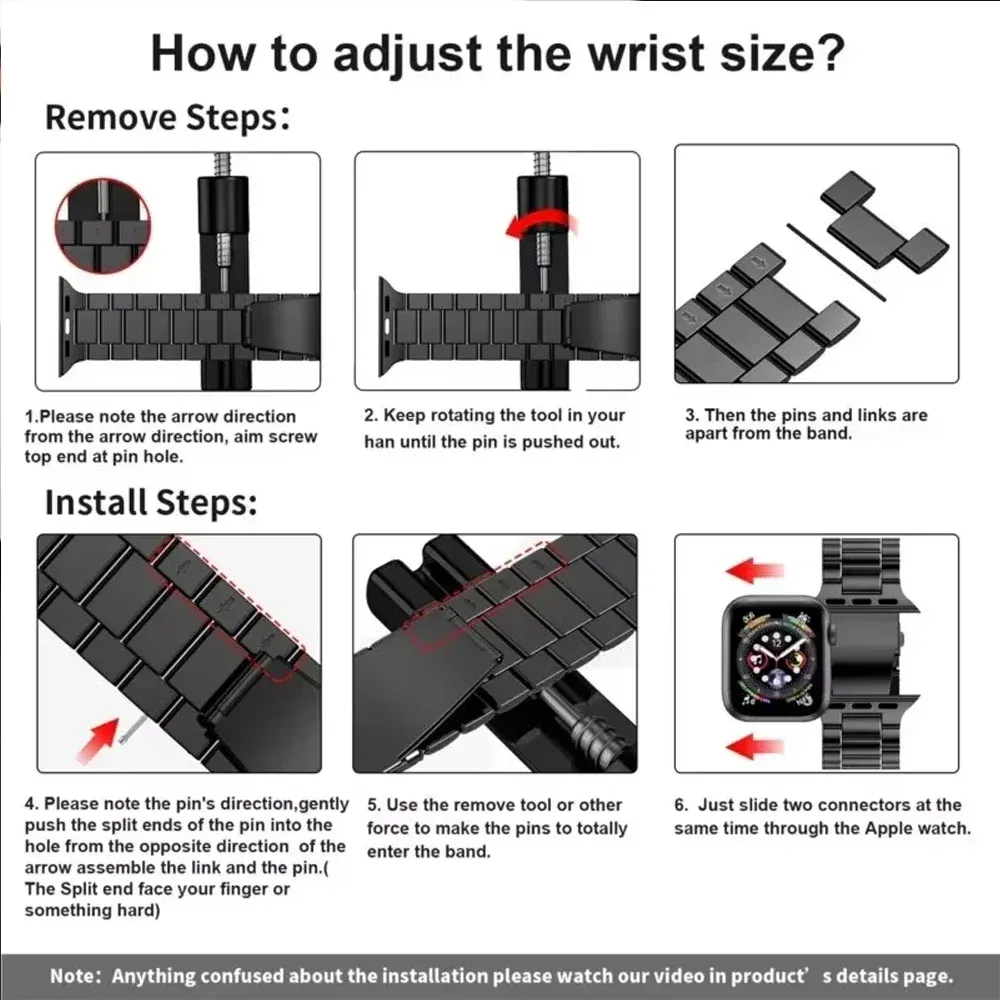Bracelet acier inoxydable pour Apple Watch 38 à 49 mm