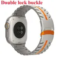 Bracelet acier inoxydable pour Apple Watch 38 à 49 mm – Couleur du bracelet TypeA-TitaniumOrange