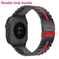 Bracelet acier inoxydable pour Apple Watch 38 à 49 mm – Couleur du bracelet TypeA-Black Red