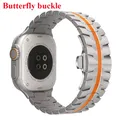 Bracelet acier inoxydable pour Apple Watch 38 à 49 mm – Couleur du bracelet TypeB-TitaniumOrange