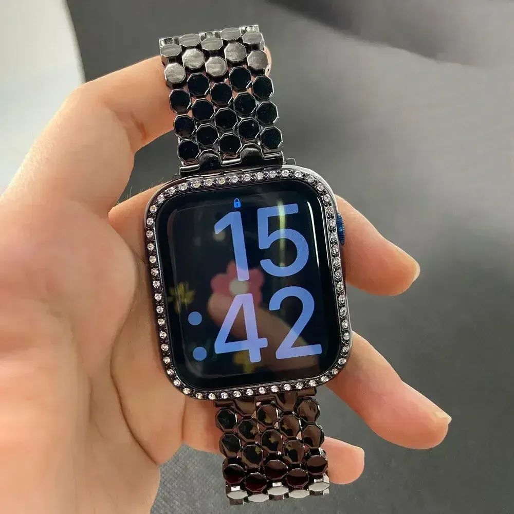 Bracelet acier luxe pour Apple Watch 38 à 49 mm femmes