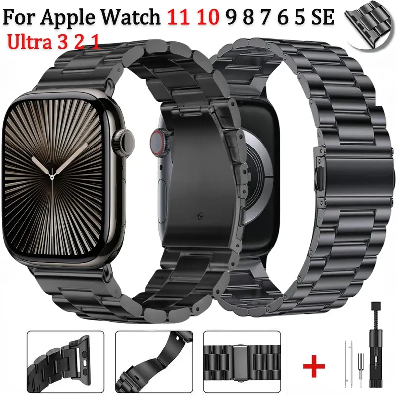 Bracelet acier pour Apple Watch 38 à 49 mm série 11