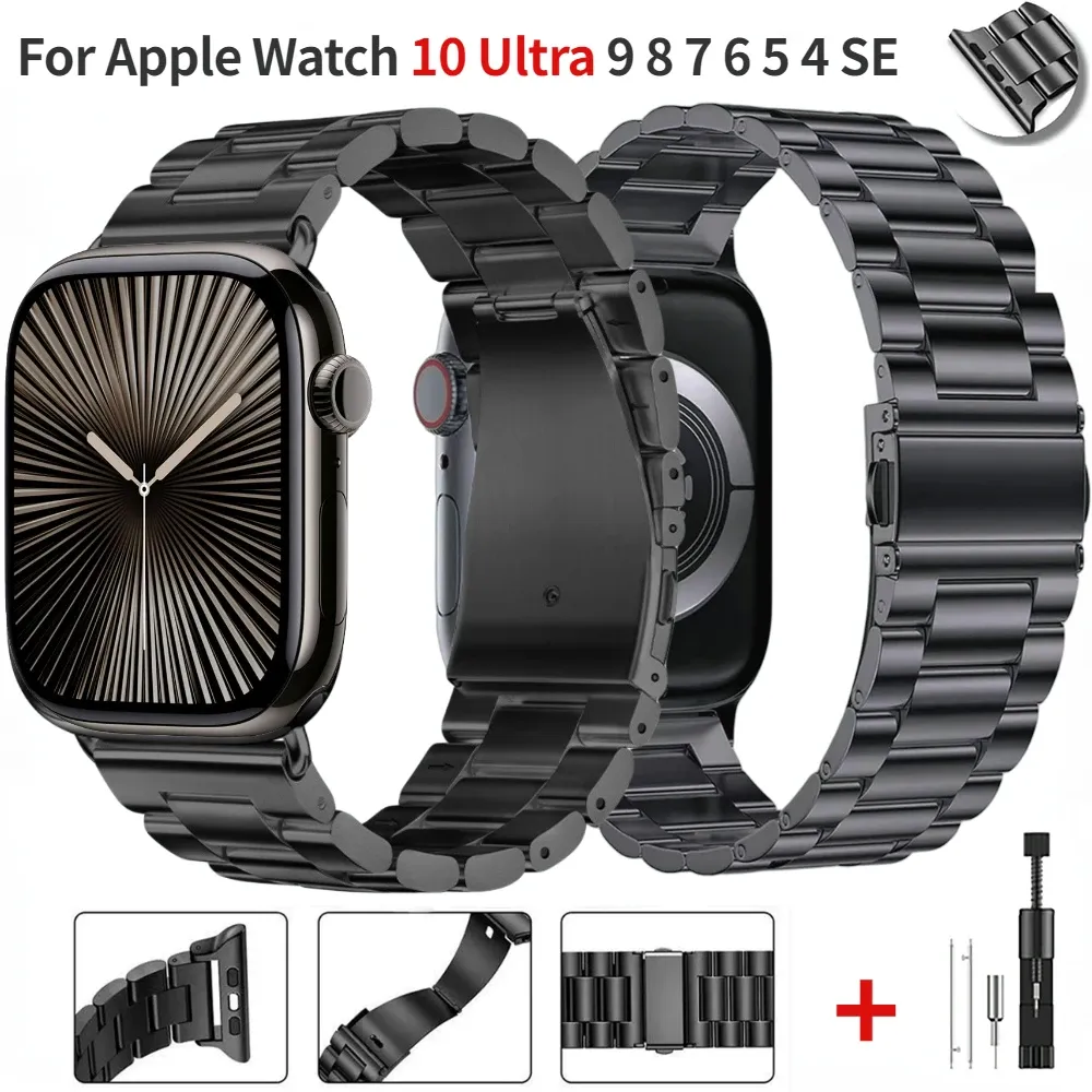Bracelet acier pour Apple Watch 38 à 49 mm série 11